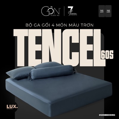 Bộ Ga Gối 4 Món Gòn Bedding Lụa Tencel 60s Cao Cấp Màu Trơn 1m6x2m | 1m8x2m (Dành cho nệm 10-20cm)