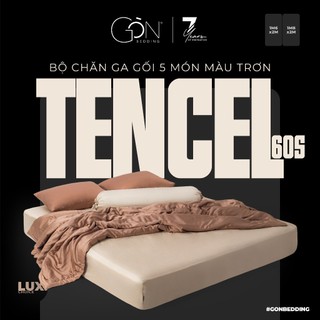   BST Rực Rỡ  Bộ Chăn Ga Gối 5 Món Gòn Bedding Lụa Tencel 60s Cao Cấp Màu Trơn 1m6x2m - 1m8x2m  Dành cho nệm 10-20cm  