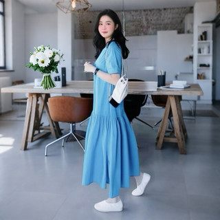 Đầm xanh đuôi cá basic, váy du lịch, dạo phố (kèm hình thật)