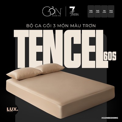 Bộ Ga Gối 3 Món Gòn Bedding Lụa Tencel 60s Màu Trơn Cao Cấp 1m6x2m | 1m8x2m | 2mx2m | 2m2x2m