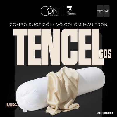 Combo Ruột Gối Gòn Lông Vũ | Gòn Bi Và Vỏ Gối Ôm Lụa Tencel 60s Gòn Bedding Cao Cấp Màu Trơn 37x105 cm