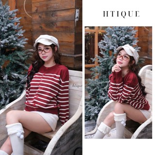   BST MERRY CHRISTMAS HTIQUE  DEAL mở bán Áo len kẻ phù hợp với giáng sinh Áo len đệt kim kẻ đỏ LA01+ 