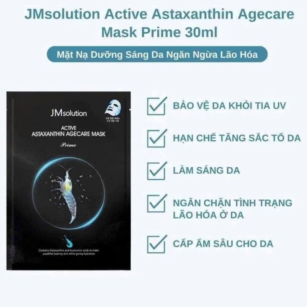[DATE T11/2025] Hộp 10 miếng mặt nạ JM Solution Astaxanthin Age Care