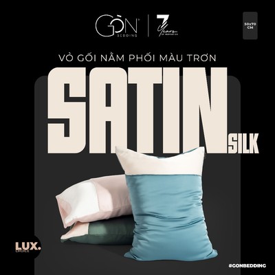 Vỏ Gối Nằm Gòn Bedding Lụa Satin Premium Cao Cấp Phối 2 Màu Trơn 50x70 cm