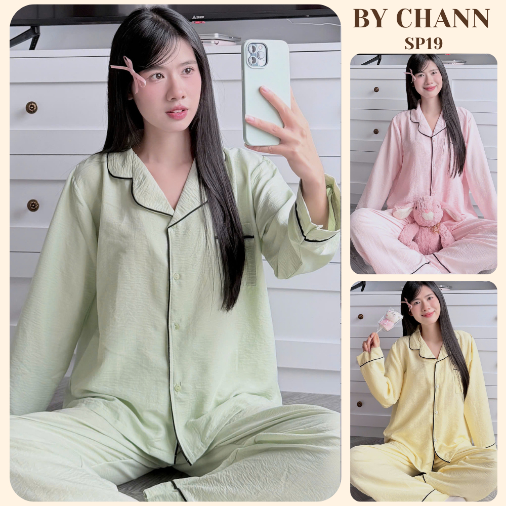 Bộ Đồ Ngủ BY CHANN (SP19) áo dài quần dài, chất liệu đũi mềm (có bigsize đến 80kg)