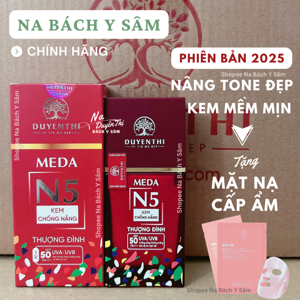 Kem chống nắng MEDA N5 Duyên Thị Bách Y Sâm 50ml Bản 2025 - N5 Thượng Đình nâng tone, cấp ẩm
