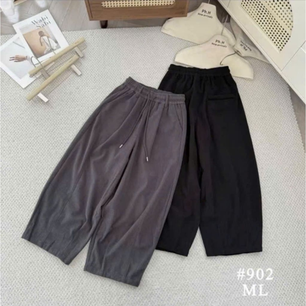 (Mẫu Mới from rộng ) Quần  baggy dáng thụng  chất liệu vải  nhung  tăm lưng thun kèm dây rút, 2 túi  chéo | BigBuy360 - bigbuy360.vn