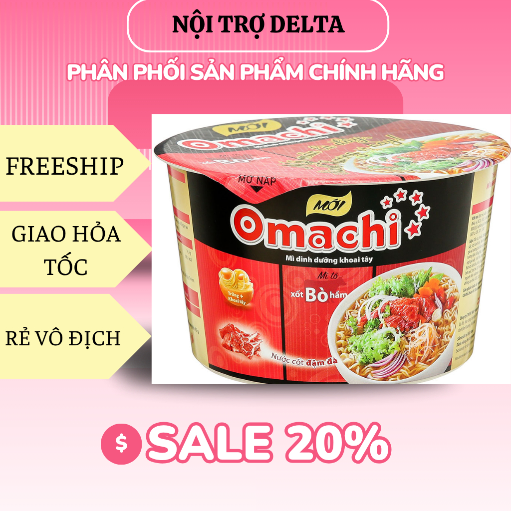 Thùng 18 hộp Mì khoai tây Omachi xốt bò hầm hộp 92g-Hàng chính hãng