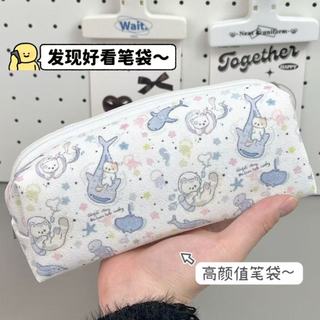  Hộp đựng bút ANMILY-CÁ VOI XANH LAM CANVAS  được làm từ vải mềm màu dễ thương túi đựng bút- TUICA.XANH.LAM-1  