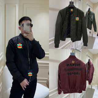  Áo khoác bomber gió nam nữ PB thêu chữ hai mặt phối logo da sau lưng trần bông 3 lớp basic boy phố AK301P 