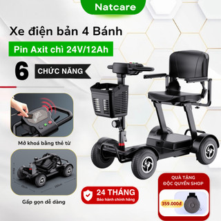 Xe điện 4 bánh cho người già cao tuổi, Xe điện 4 bánh 24V/12Ah an toàn, tiện dụng (Bảo hành 2 năm)