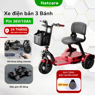 Xe điện 3 bánh cho người già, người cao tuổi, Xe lăn Pin Lithium 36V/10Ah an toàn (Bảo hành 2 năm)