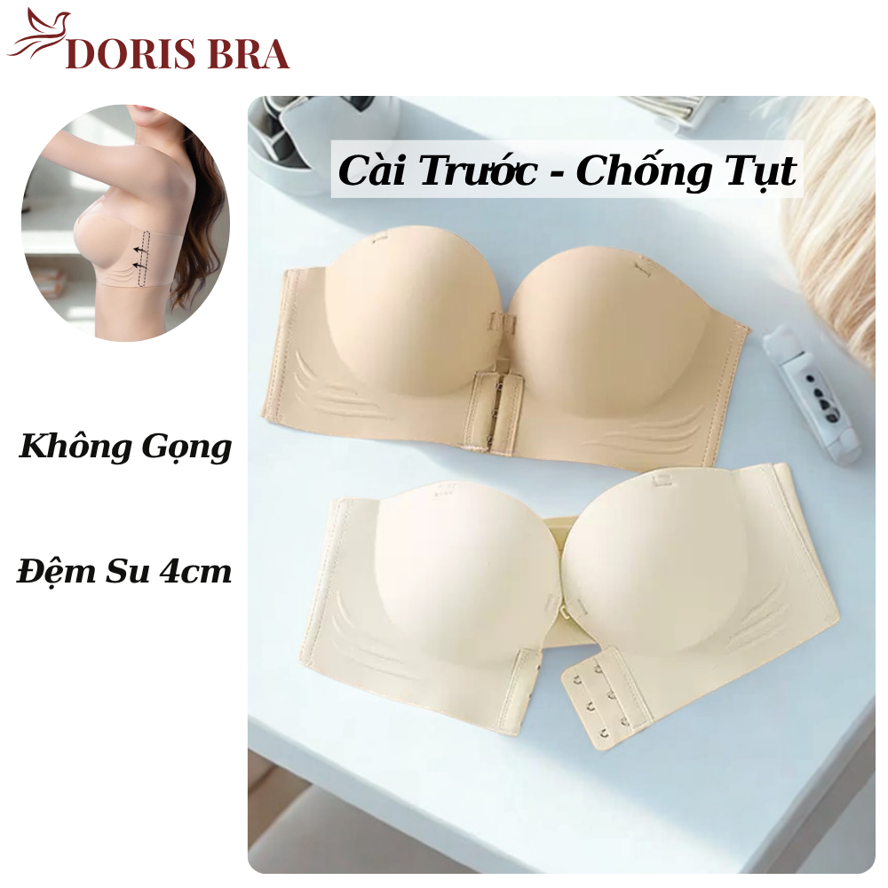  Áo lót nữ DORIS cài trước NÂNG NGỰC Áo ngực su AC667 áo quây không dây không lộ viền đệm dày 5cm 