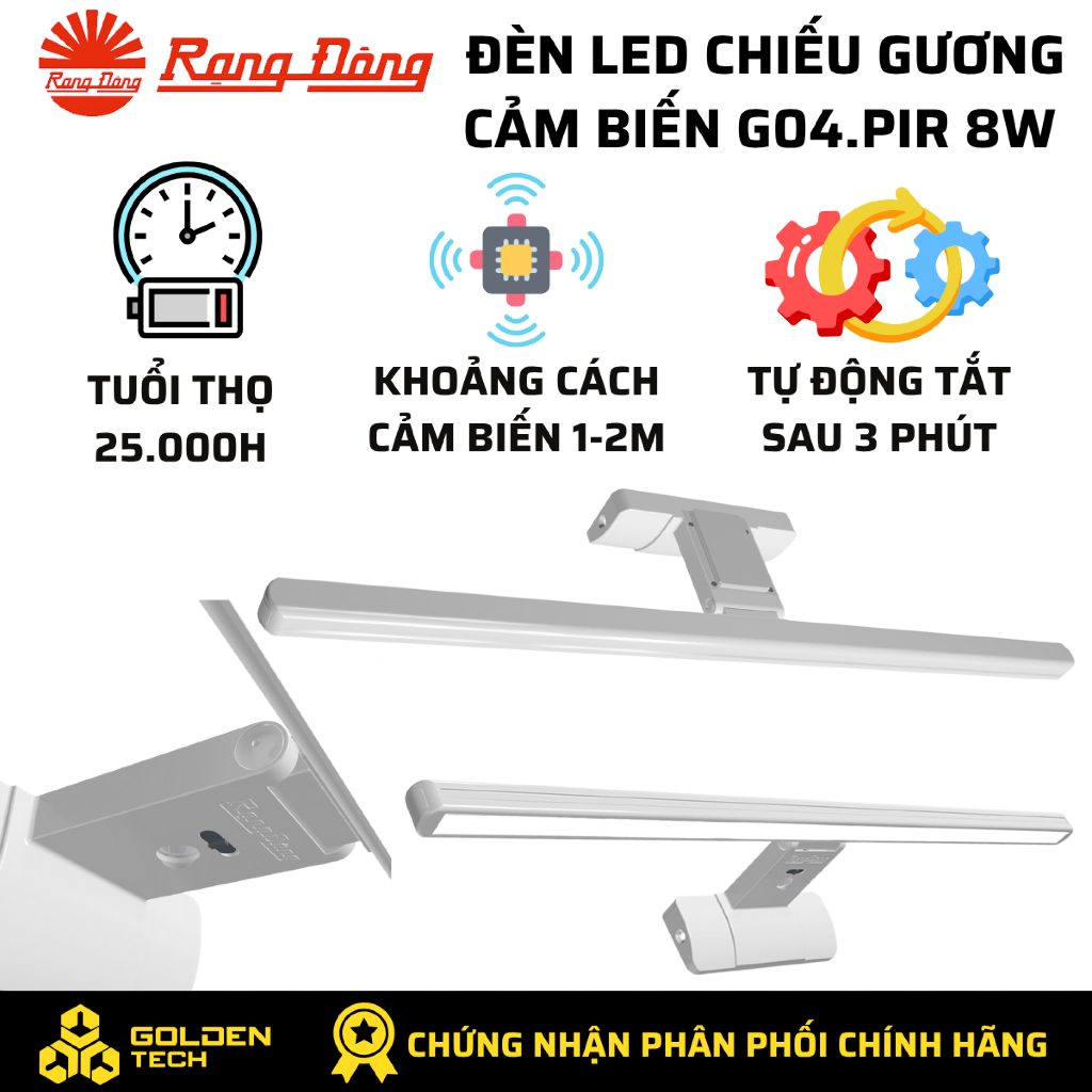 Đèn LED chiếu gương cảm biến chuyển động công suất 8W Rạng Đông - Model: G04.PIR 8W