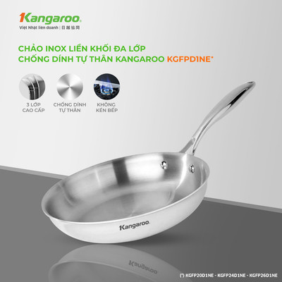 [QUÀ TẶNG KHÔNG BÁN ] Chảo Inox 304 nguyên khối chống dính tự thân Kangaroo size 20cm - KGFP20D1NE