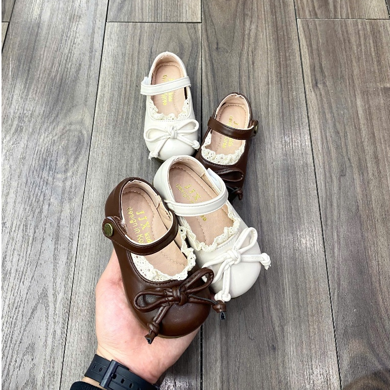 Hài búp bê cho bé gái chất da PU bóng đế bệt kiểu dáng công chúa đáng yêu HAI-615