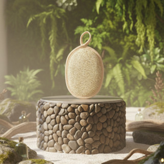  KB Bông Tắm Xơ Mướp 1 Mặt Xơ - Hình Oval 10*14 - KB Ecolife Oganic - Tự Nhiên 