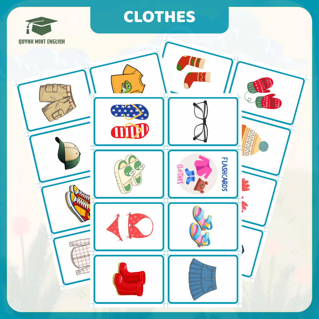 CLOTHES - Bộ 28 Thẻ Flashcard hỗ trợ Tiếng anh chủ đề QUẦN ÁO CLOTHES