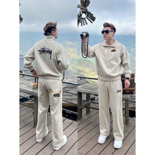 Bộ Nỉ Swt Naiky phối Stusii Chất Nỉ Bông Lên From Sang Xịn- Bộ Thu ĐôngNam Nữ Phối Sẵn 2 Màu Be Và Đen Boy Phố