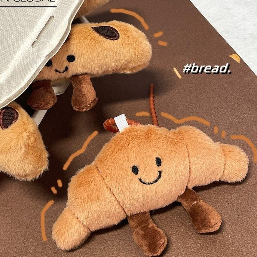 Móc Khóa JC Bánh Sừng Bò Croissant Nhồi Bông Charm Túi