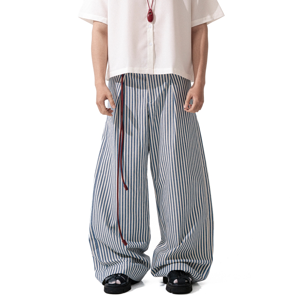 Quần jean ống rộng Uncle M chất liệu cotton denim nam nữ Unisex - Striped Denim