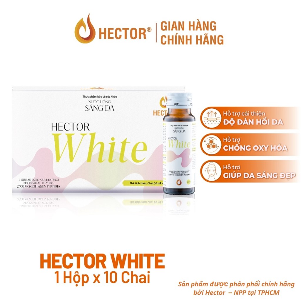 Hộp 10 chai Đông trùng hạ thảo hector white nước uống sáng da từ nước nấm đông trùng hạ thảo hector