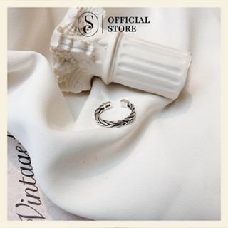  Nhẫn bạc S925 SOFF CLUB nhẫn unisex nhẫn ngón út đeo khớp tay hoạ tiết bện thừng trẻ trung năng động không han gỉ 