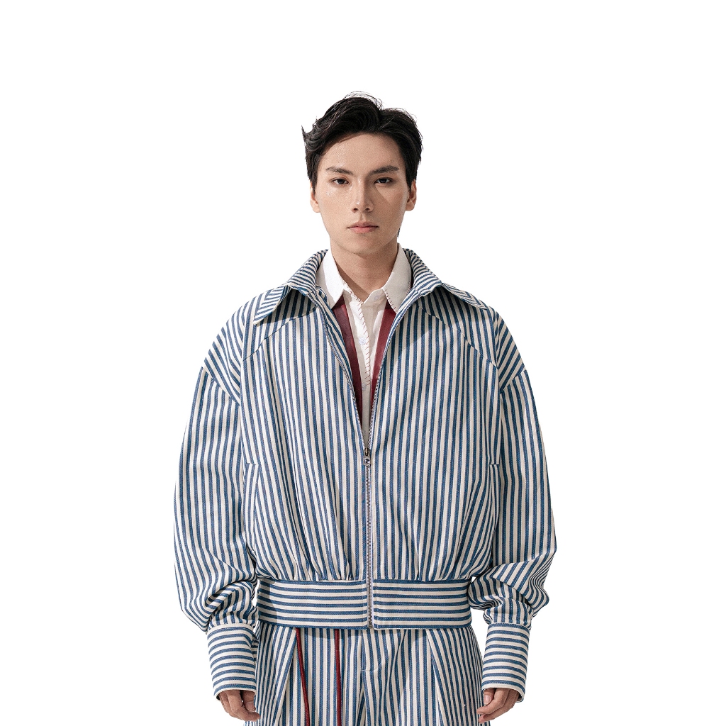 Áo khoác form boxy Uncle M chất liệu cotton denim nam nữ Unisex - Striped Jacket