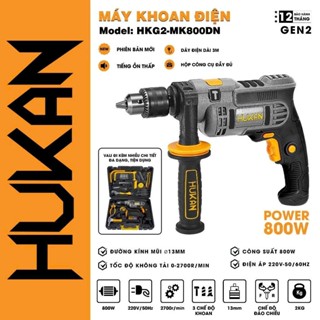 Bộ máy khoan cầm tay HUKAN HKG2-MK800DN, Dây đồng 100%, Công suất 800W, Đầu 13mm - Kèm vali phụ kiện