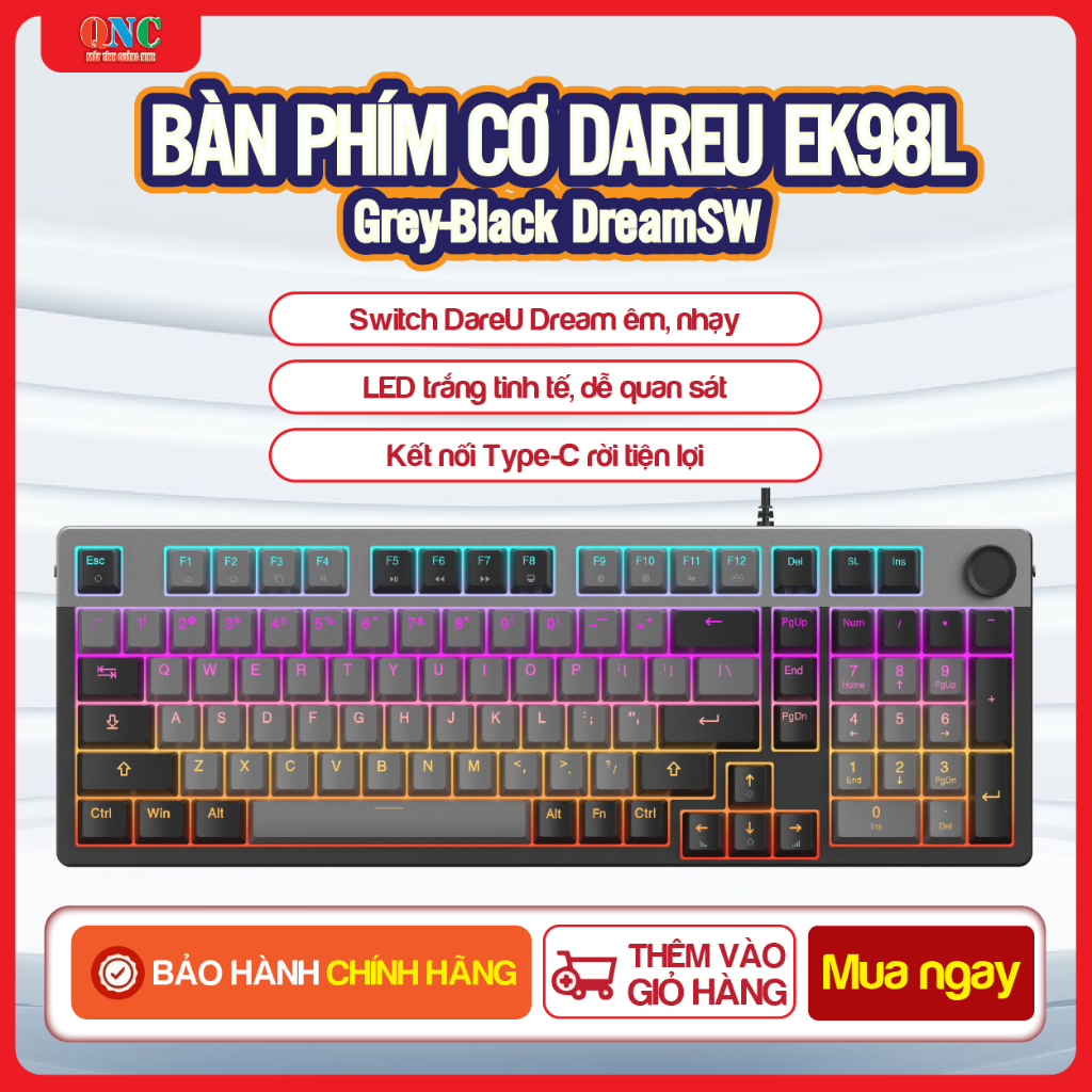 Bàn phím cơ DareU EK98L Grey-Black DreamSW - Switch Dream - Chính Hãng