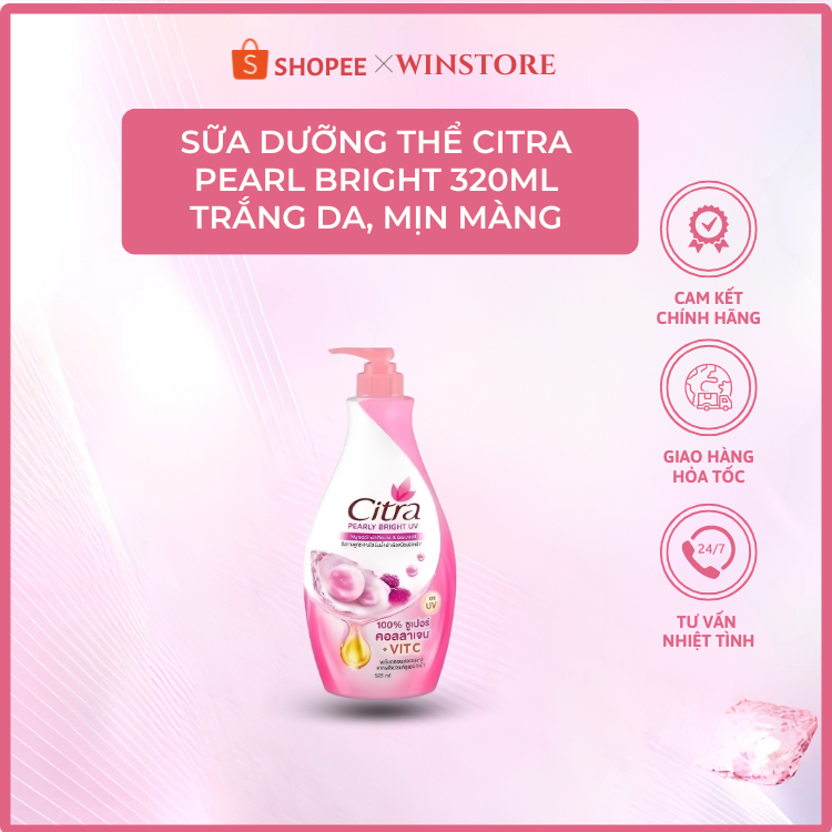 SỮA DƯỠNG THỂ CITRA PEARL BRIGHT 320ML – DƯỠNG TRẮNG, DA MỊN, THƠM NHẸ