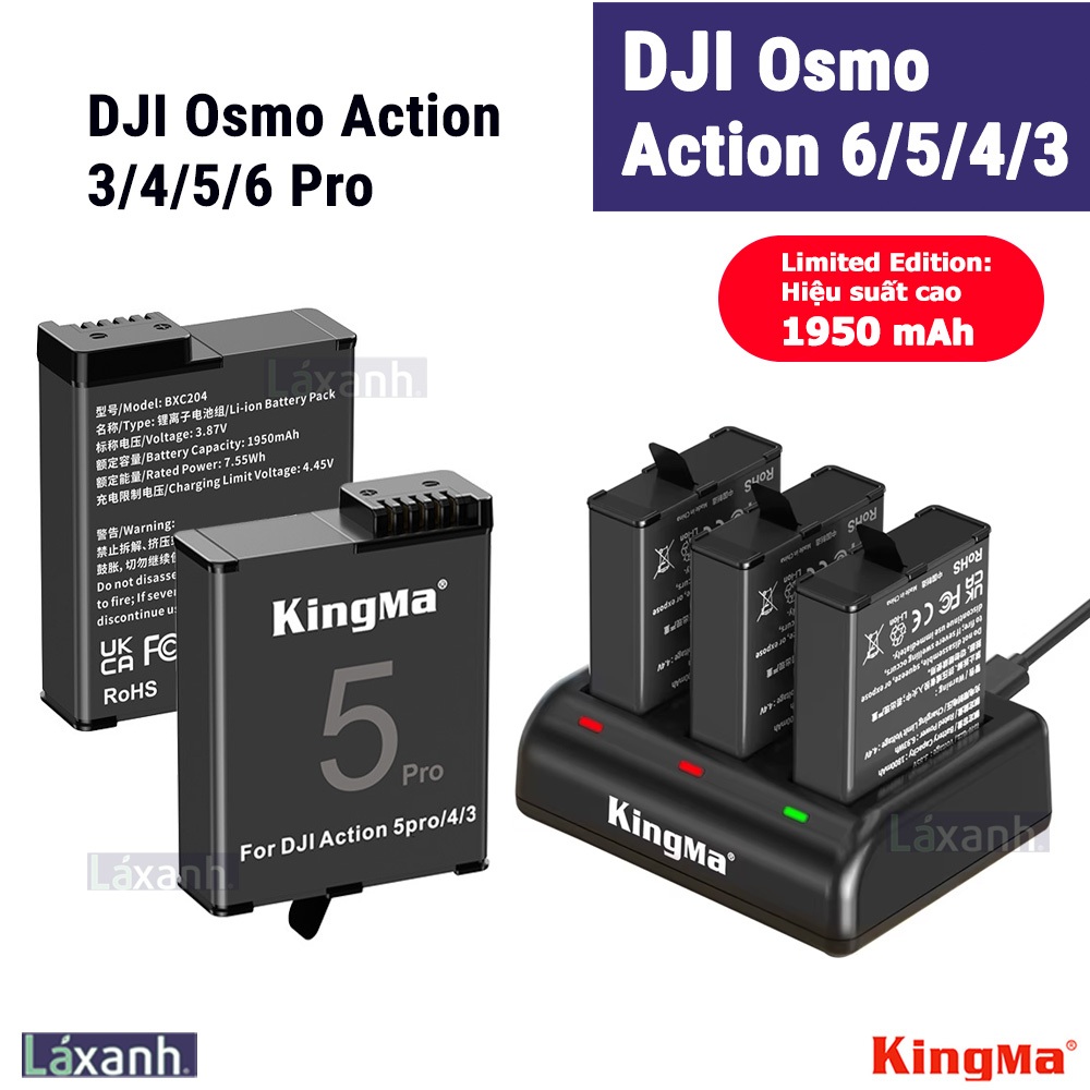KingMa DJI Osmo Action 3 4 5 6 Pro | Pin và Dock sạc máy quay DJI Osmo Action 3 4 5 6 Pro