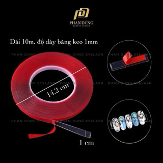 (Cuộn to loại 1) Băng dính đỏ tạo fan mi, băng keo chuyên dụng dán mẫu nail box, đường kính 14.2cm (Rộng 1cm x Dài 10m)