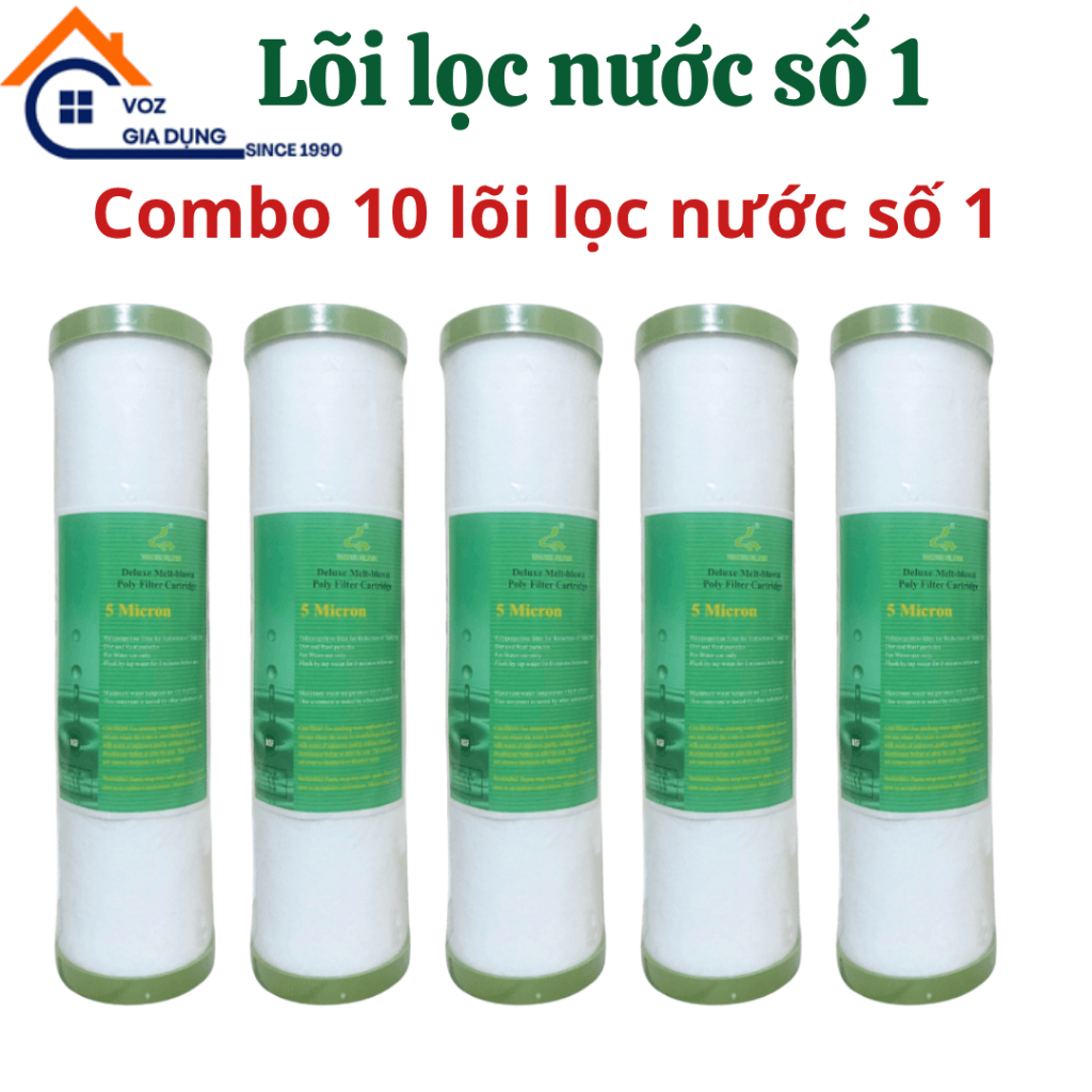 Lõi lọc nước số 1 , Combo 10 lõi lọc nước số 1 có nắp bịt sử dụng cho tất cả các loại máy lọc nước