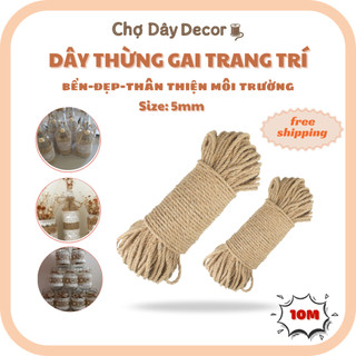 Cuộn 10m size 5mm Dây thừng tròn trang trí, dây đay, làm đồ cào móng mèo, làm handmade