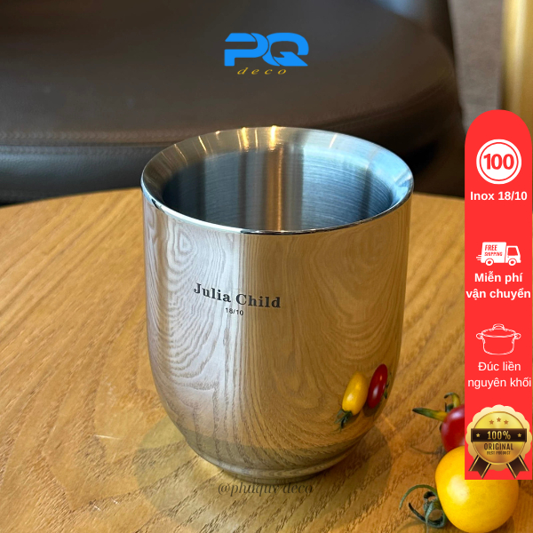 Cốc 2 lớp cách nhiệt Julia child inox 18/10 Uống cafe nước lạnh