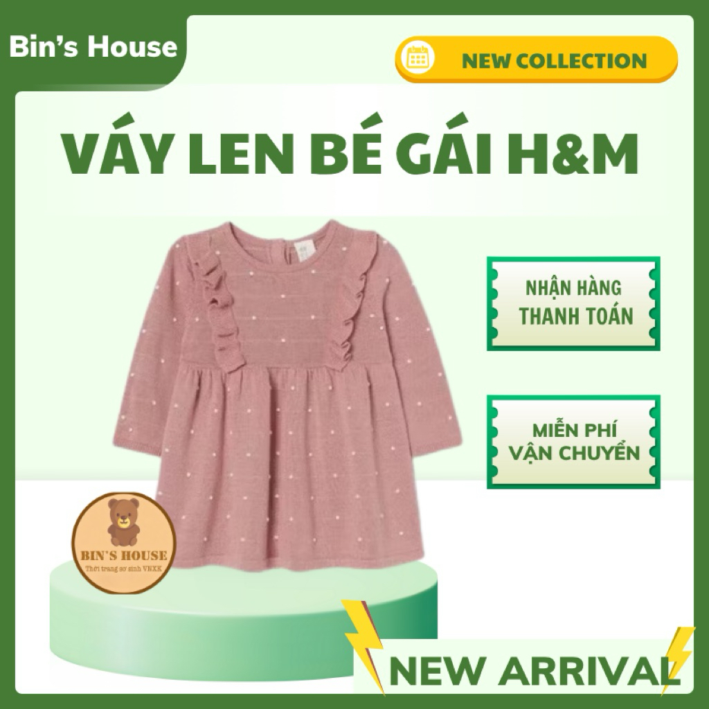 [Au.th]Váy len chấm bi H&M sz 6-18M form to