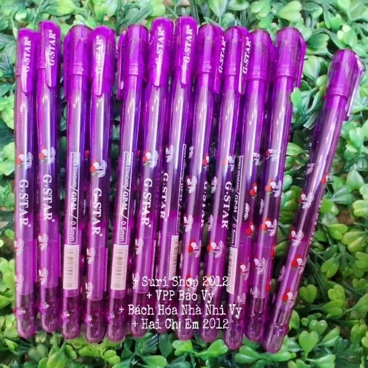Hộp 12 cây bút gel mực tím Gstar GP04 ngòi 0.5mm cho học sinh tiểu học và mọi độ tuổi