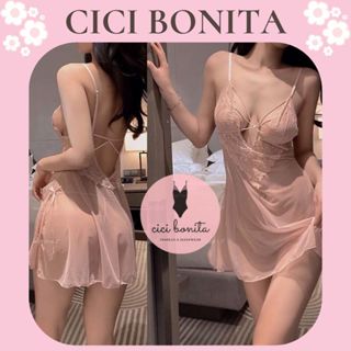  Váy ngủ ren cao cấp   Đầm xuyên thấu đính cúc giữa siêu xinh CV31 CICI BONITA HCM 