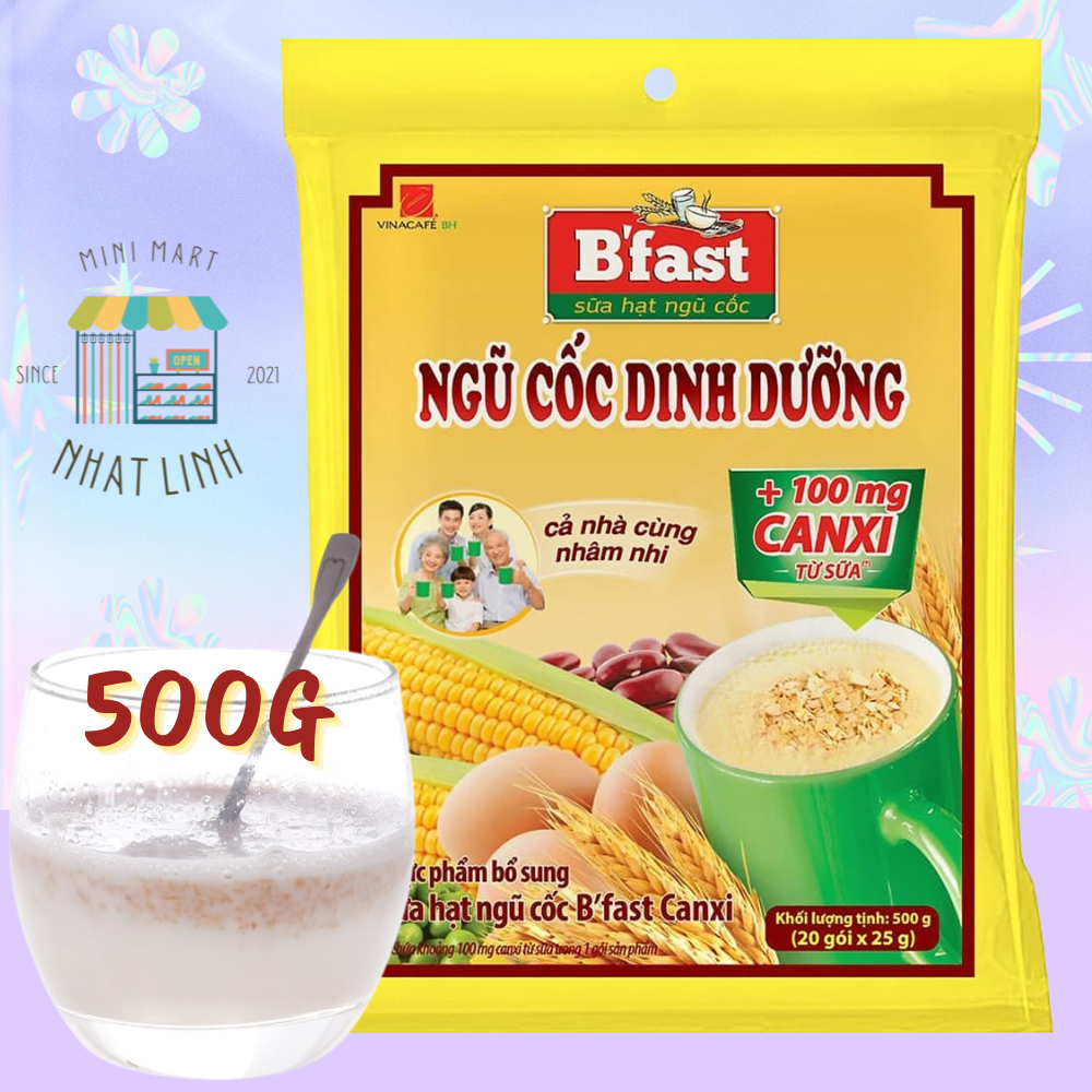 Ngũ Cốc Dinh Dưỡng Bfast 500g – Sữa Hạt Bổ Sung 100mg Canxi – Thơm Ngon Dễ Uống – Gói 20x25g