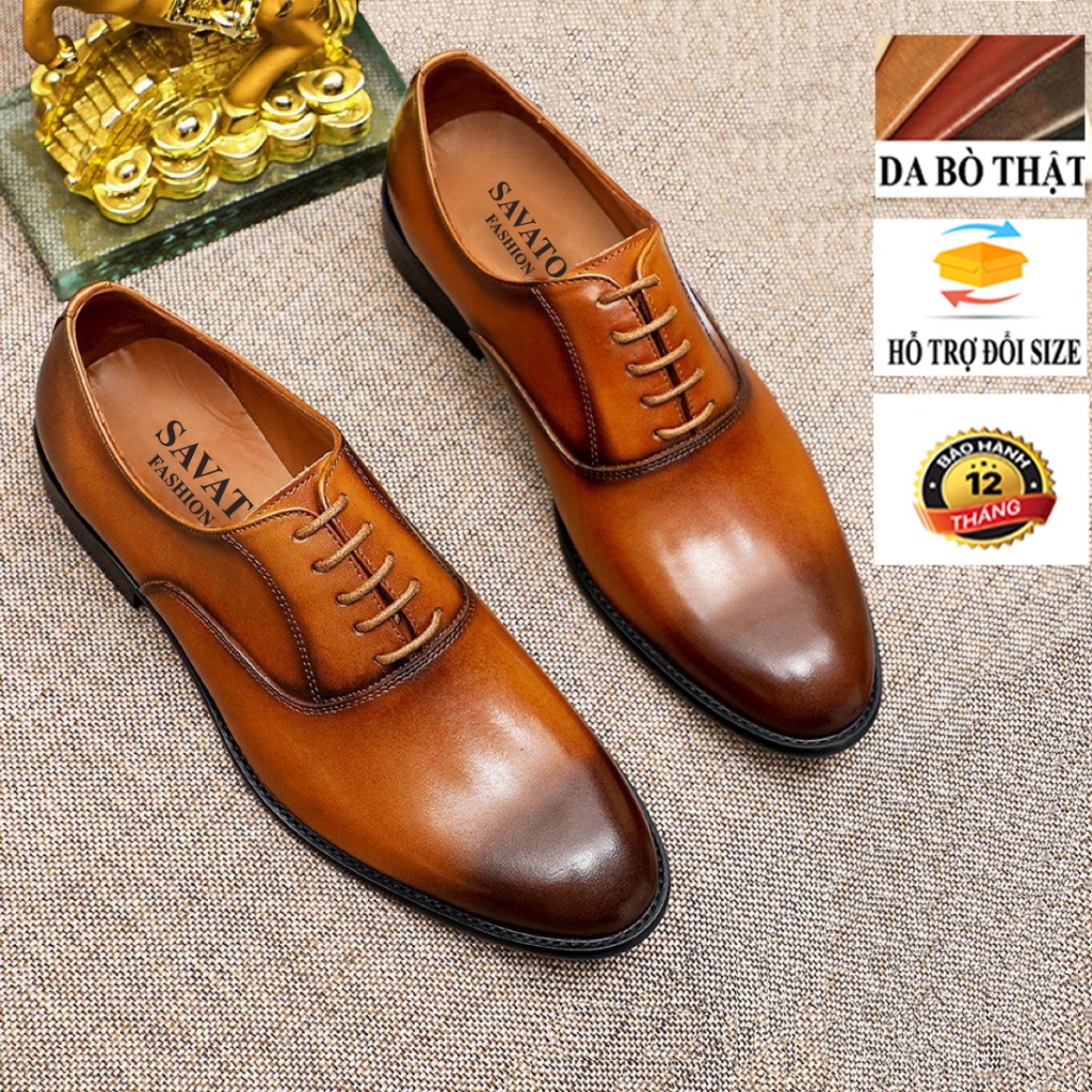Giày Tây Nam Công Sở Da Bò Cao Cấp Form Mới Nhất, Da Bò Thật, Đế Cao Su Khâu Sẵn - GD99