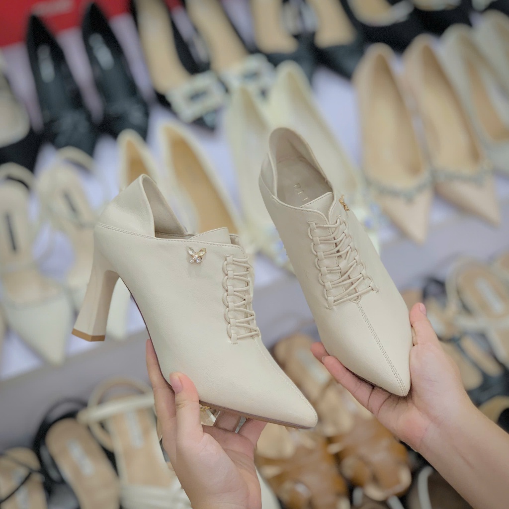 Boots Cao Gót 7cm Demi Phối Dây B023