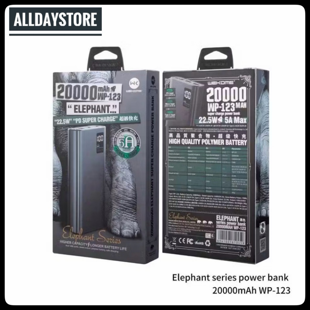 Pin sạc dự phòng Wekome WP-123 sạc siêu nhanh PD 22.5w dung lượng 20000mah