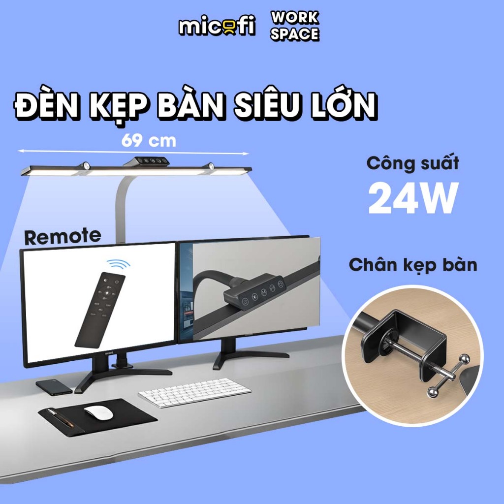Đèn Học Để Bàn Led Siêu Sáng Micofi Đèn Màn Hình Bàn Làm Việc Kẹp Cảm Biến Chuyển Động Màn Hình Máy Tính Chống Cận Dài