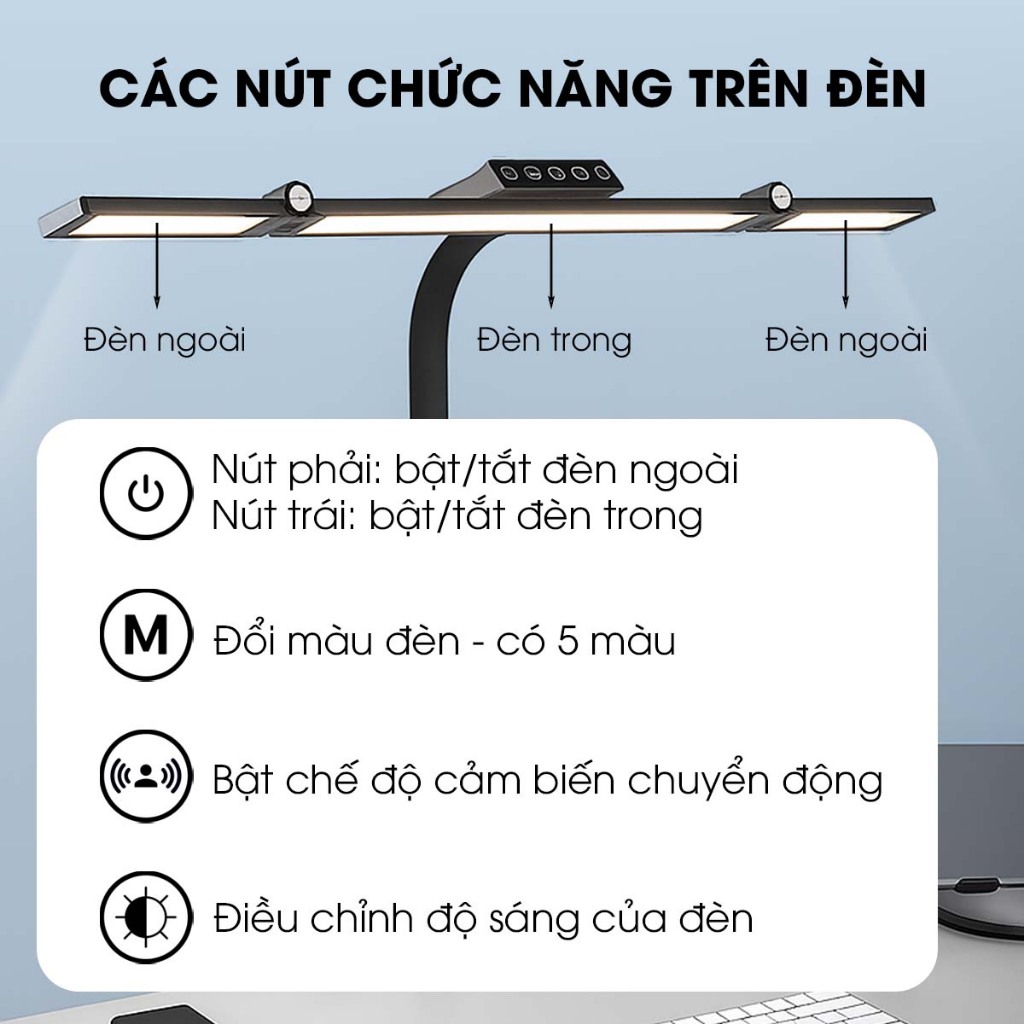 Đèn Học Để Bàn Led Siêu Sáng Micofi Đèn Màn Hình Bàn Làm Việc Kẹp Cảm Biến Chuyển Động Màn Hình Máy Tính Chống Cận Dài | BigBuy360 - bigbuy360.vn
