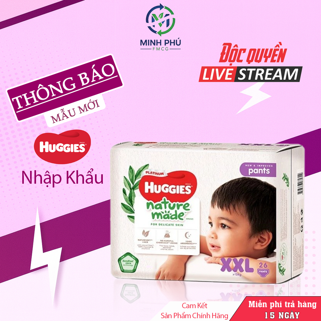 ( Nhập Khẩu ) Bỉm Tã dán quần Huggies nature made hàng nhập khẩu chính hãng