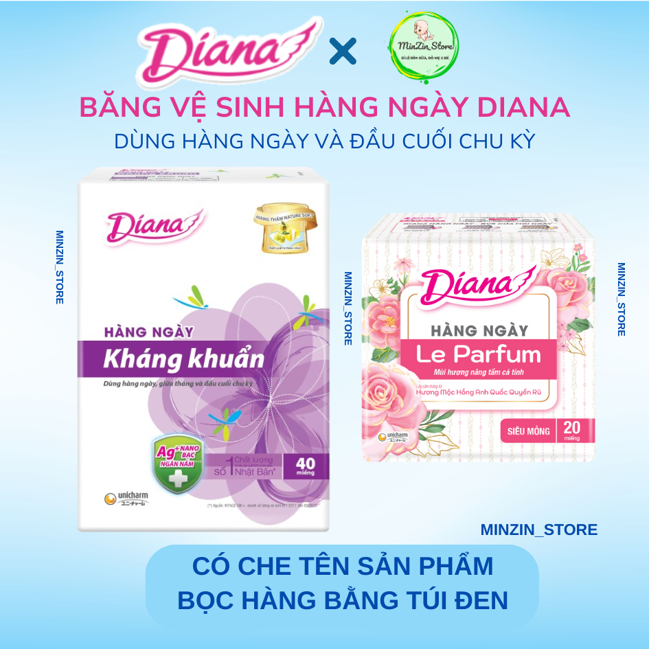 BVS BĂNG VỆ SINH HÀNG NGÀY DIANA kháng khuẩn 40 miếng và Le Parfum siêu mỏng 20-40 miếng