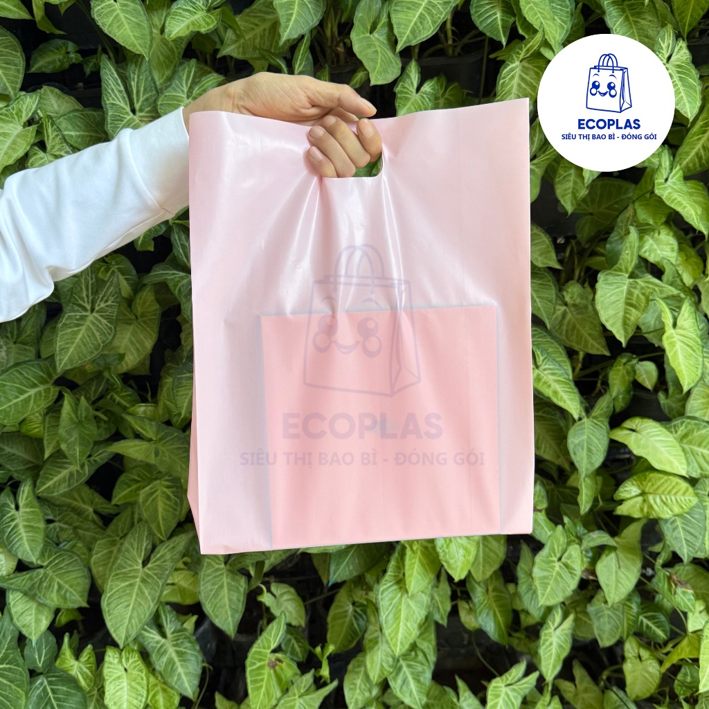 Túi nilon hột xoài PE màu hồng pastel bóng đẹp dẻo dai, dùng cho các shop (đóng hàng, đựng hàng)