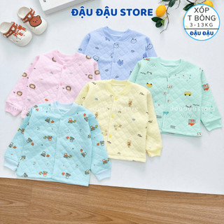   Set 3-5  Áo Xốp Dài Tay Trần Bông Cho Bé Sơ Sinh nhiều màu cổ tàu cúc giữa cho bé trai gái 4-15kg Đậu Đậu Store AXOP01 