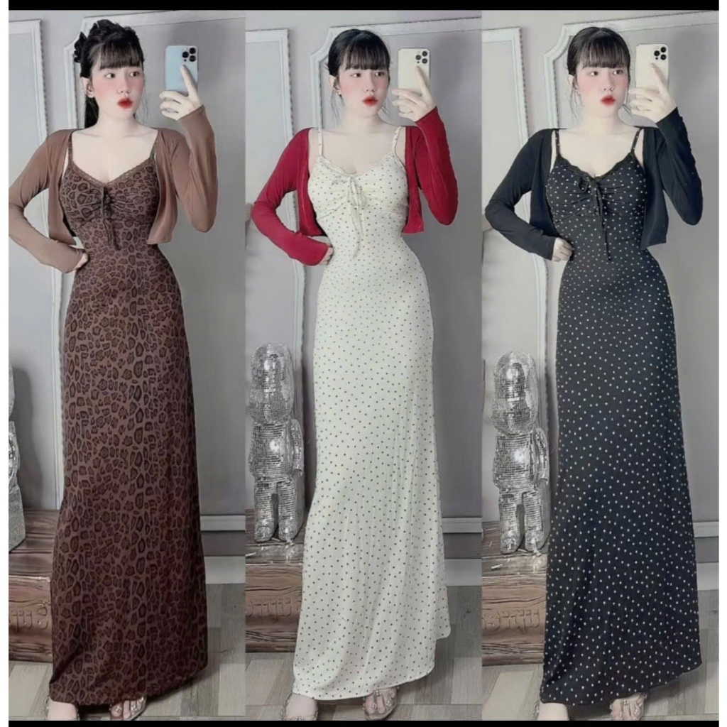 Đầm Body 2 Dây Phối Áo Khoác Ngoài D211 MOMYNA Váy Body Dáng Dài Thiết Kế Trẻ Trung Sang Chảnh